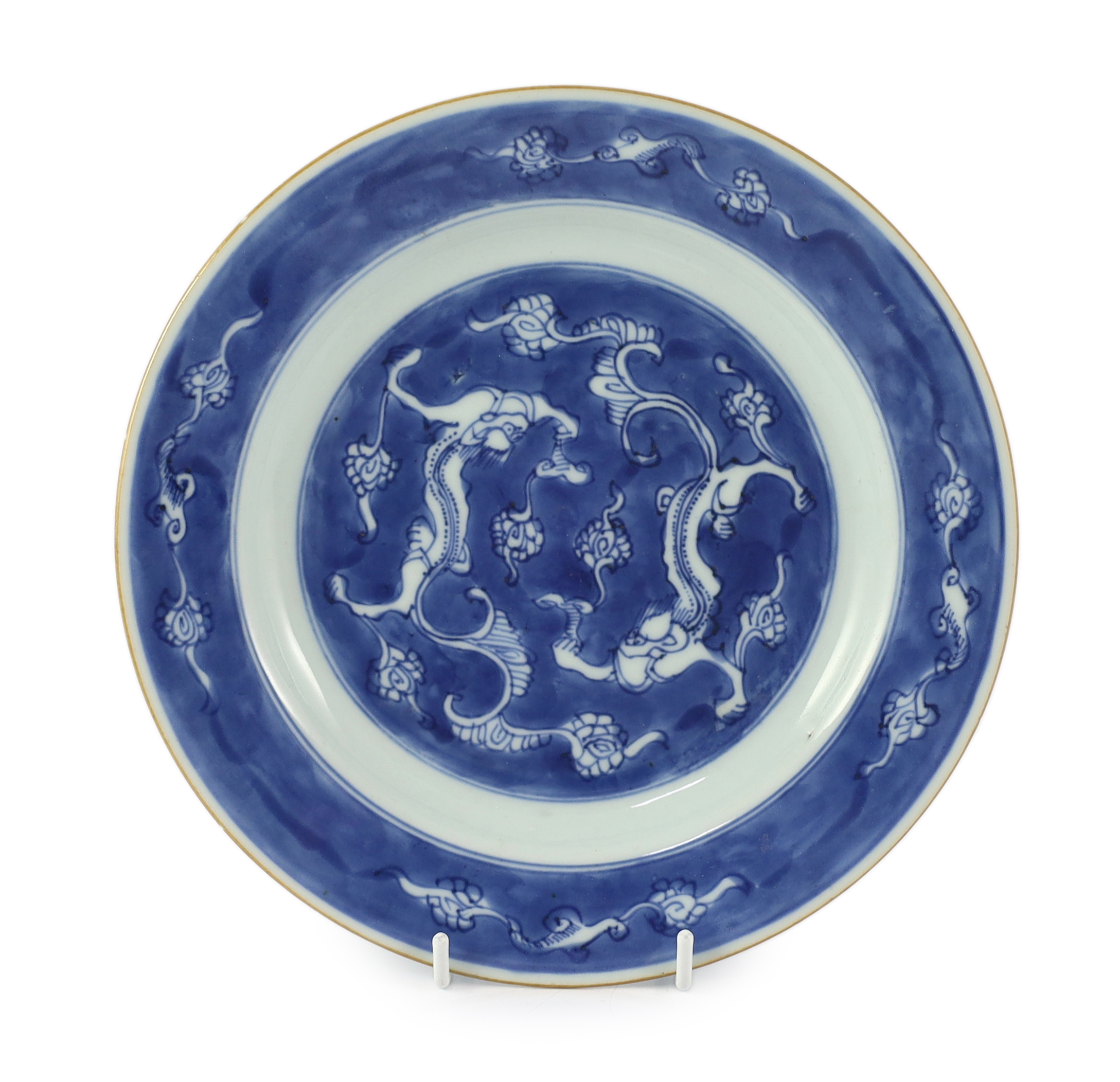 A Chinese blue and white ‘dragon’ plate, Kangxi period